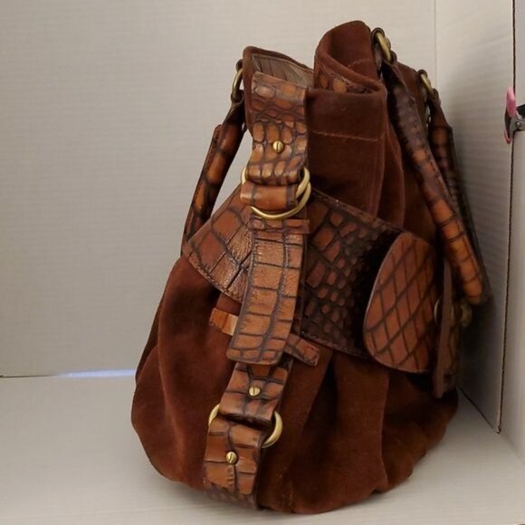 Cole Haan G Series Leather Reptile Embossed Bag Shoulder Tote Handbag WOMEN'S - Picture 6 of 16